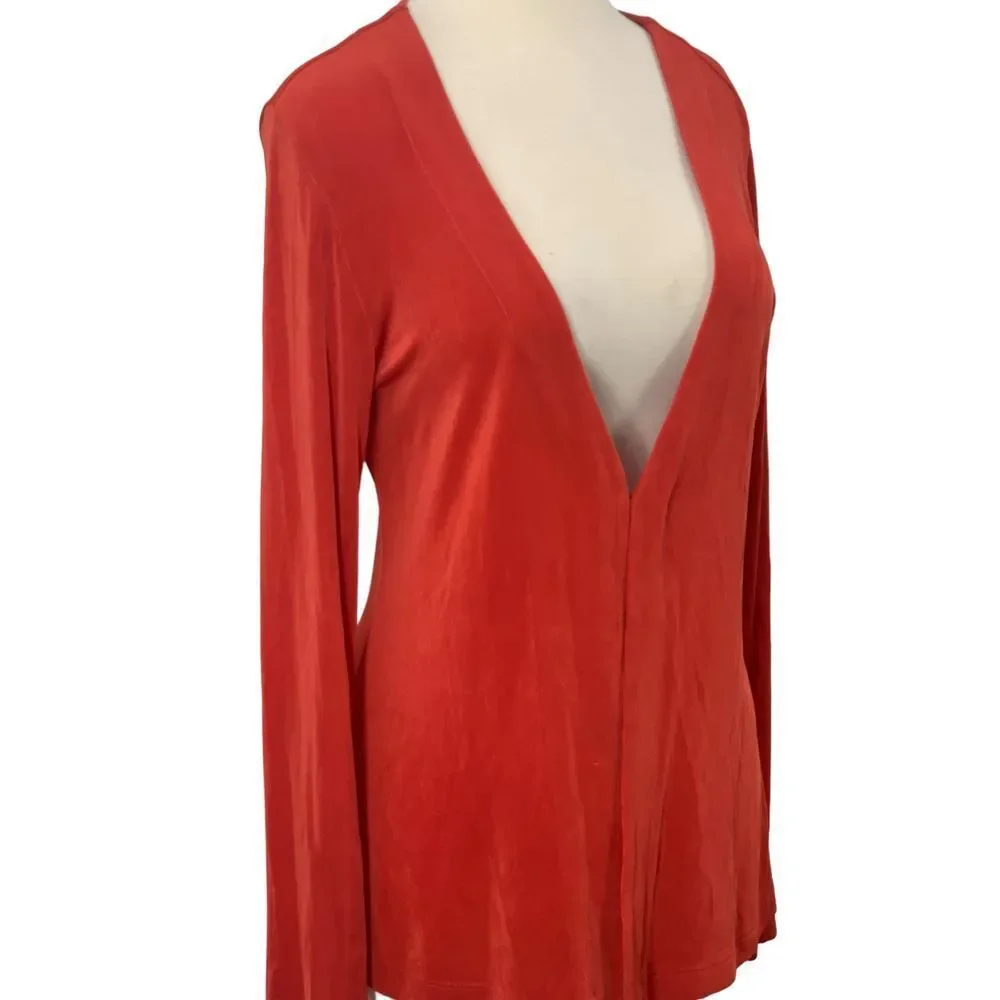 Chico's Travelers Womens 3/4 Sleeve Open Front Cardigan Slinky Red Size 1 Medium